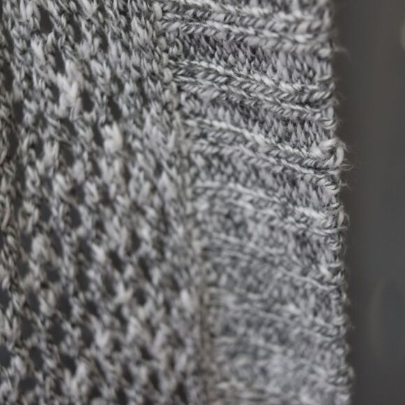 Hollister Vintage Y2K Gray Open Front Open Knit Hooded Cardigan Preppy Sweater L - Picture 4 of 14